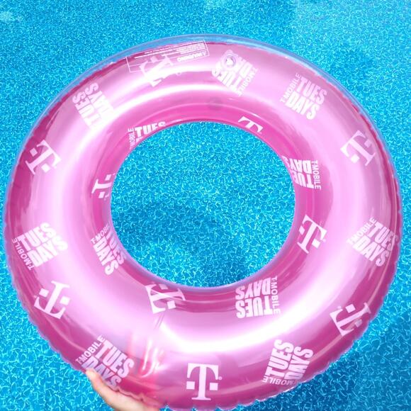 T-Mobile Tuesdays Logo Pink & Transparent Inflatable Pool Ring Float Tube - New - Picture 1 of 13